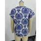 Sam Blue & White Floral Keyhole Top