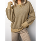 Sheena Khaki Geometric Print Drop Shoulder Round Neck Long Sleeve Sweater