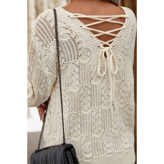 Shelia Criss Cross Back V Neck Sweater