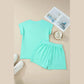 Shelia Mint Green V Neck Short Sleeve Top Drawstring Shorts 2pcs Set