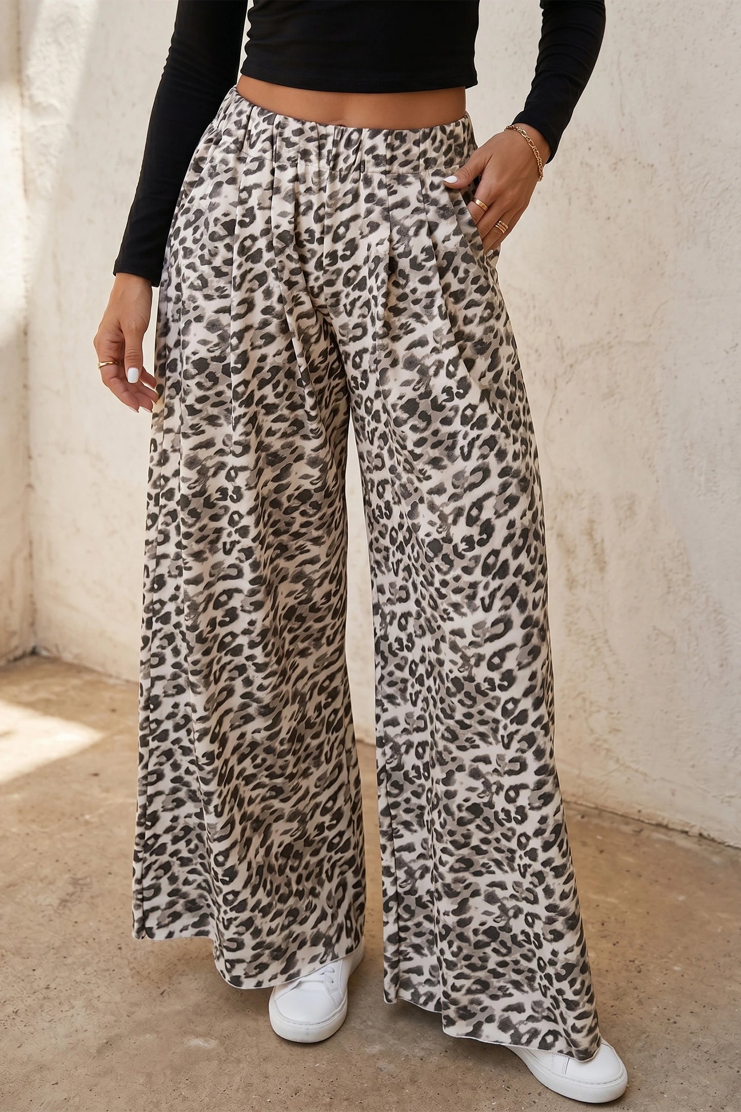 Shenaye Leopard Print Wide Leg Full Length Pants