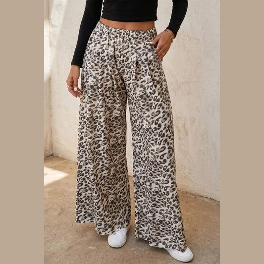 Shenaye Leopard Print Wide Leg Full Length Pants