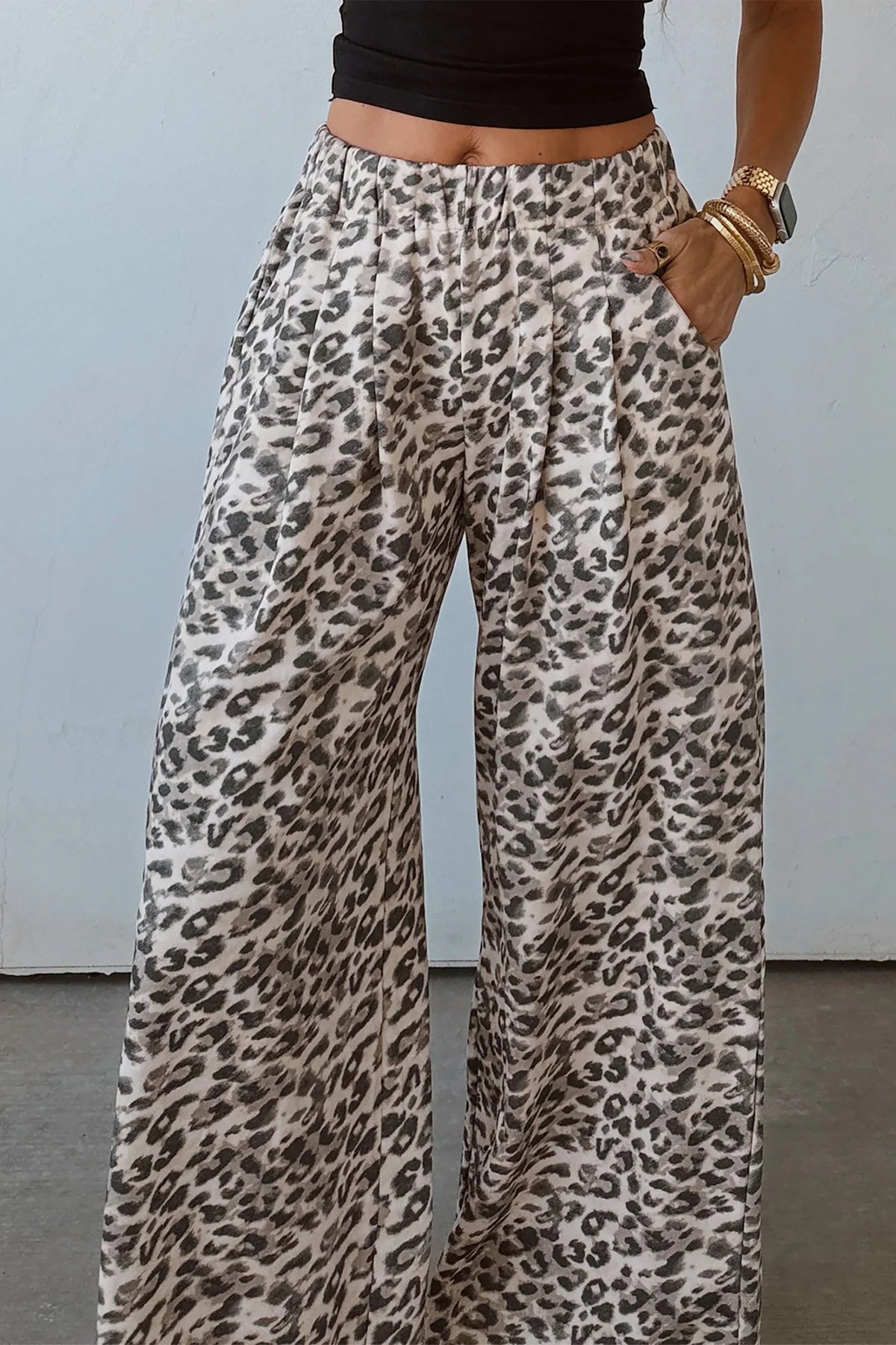 Shenaye Leopard Print Wide Leg Full Length Pants