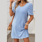 Sheresa Blue Textured Short Sleeve Pleated Mini Dress
