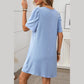Sheresa Blue Textured Short Sleeve Pleated Mini Dress