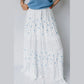 Sheryl Sky Blue High Waist Tiny Floral Print Boho Maxi Skirt
