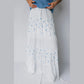 Sheryl Sky Blue High Waist Tiny Floral Print Boho Maxi Skirt