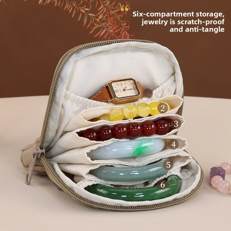 Synthia 6 Compartment Jewelry Storage Bag - 4 Colors