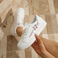 Peach Blossom Embroidery Rubber Sole Lace-up PU Leather Shoes