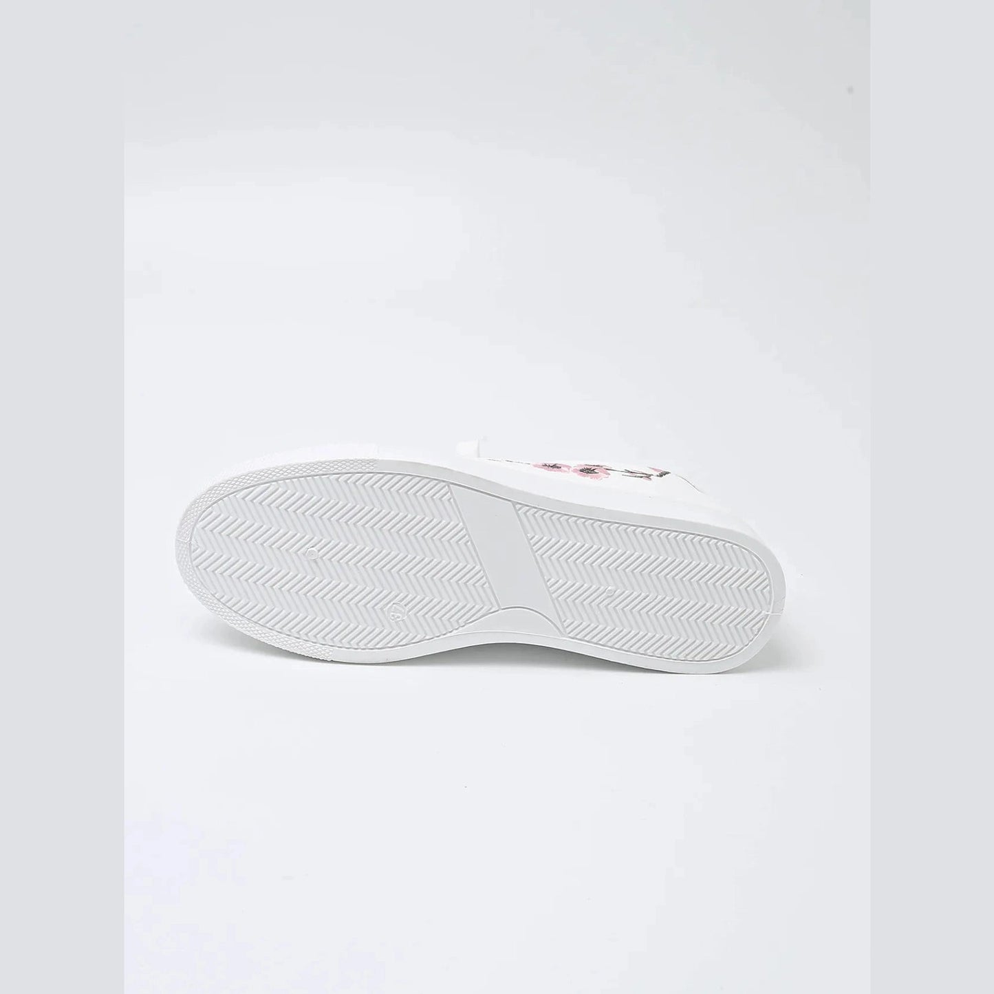 Peach Blossom Embroidery Rubber Sole Lace-up PU Leather Shoes