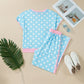 Shona Sky Blue Polka Dot Short Sleeve Top and Pants Set