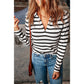 Sibley Stripe Collared V Neck Lightweight Knit Casual Sweater