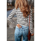 Sibley Stripe Collared V Neck Lightweight Knit Casual Sweater