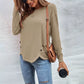 Sibyl Khaki Lightweight Side Stitch Button Top