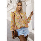 Sierra Yellow Paisley Print Ruffled Trim Boho Shirt