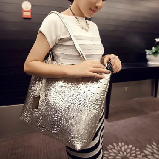 McKaylee PU Leather Croc-Embossed Statement Bag - 3 Colors
