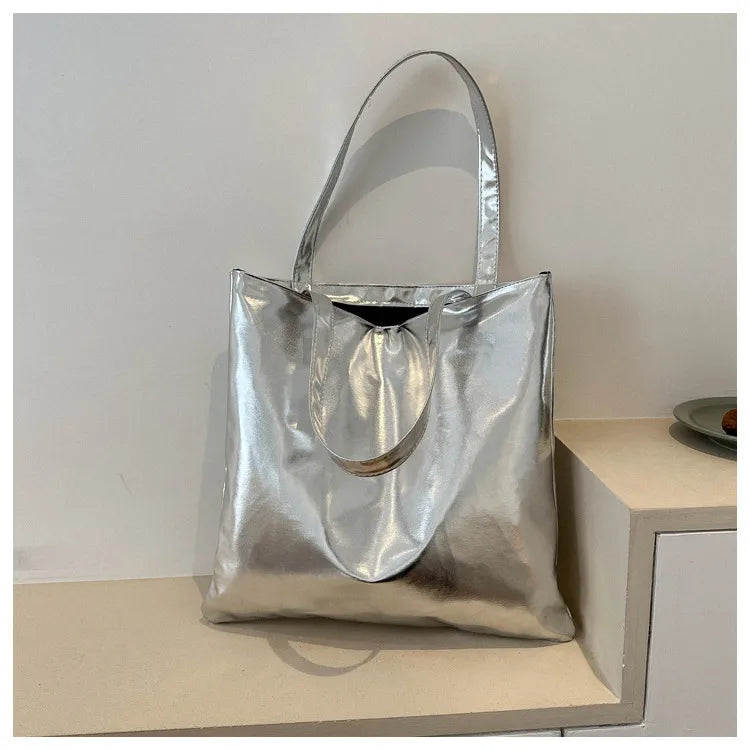 Glossy Metallic Tote - 5 Colors
