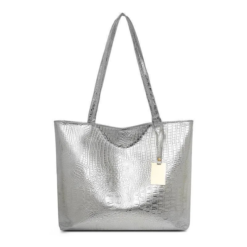 PU Leather Croc-Embossed Statement Bag - 3 Colors