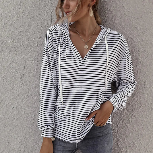 Simmi Black Stripe Long Sleeve Hoodie