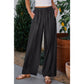 Simmi Black Side Pockets Frilled Smocked High Waist Wide Leg Jeans