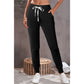 Sisi Black Drawstring Waist Pocketed Joggers