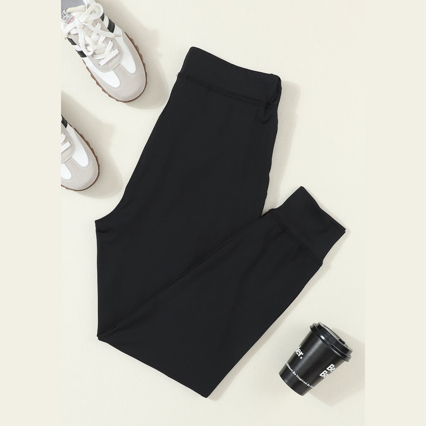 Sisi Black Drawstring Waist Pocketed Joggers