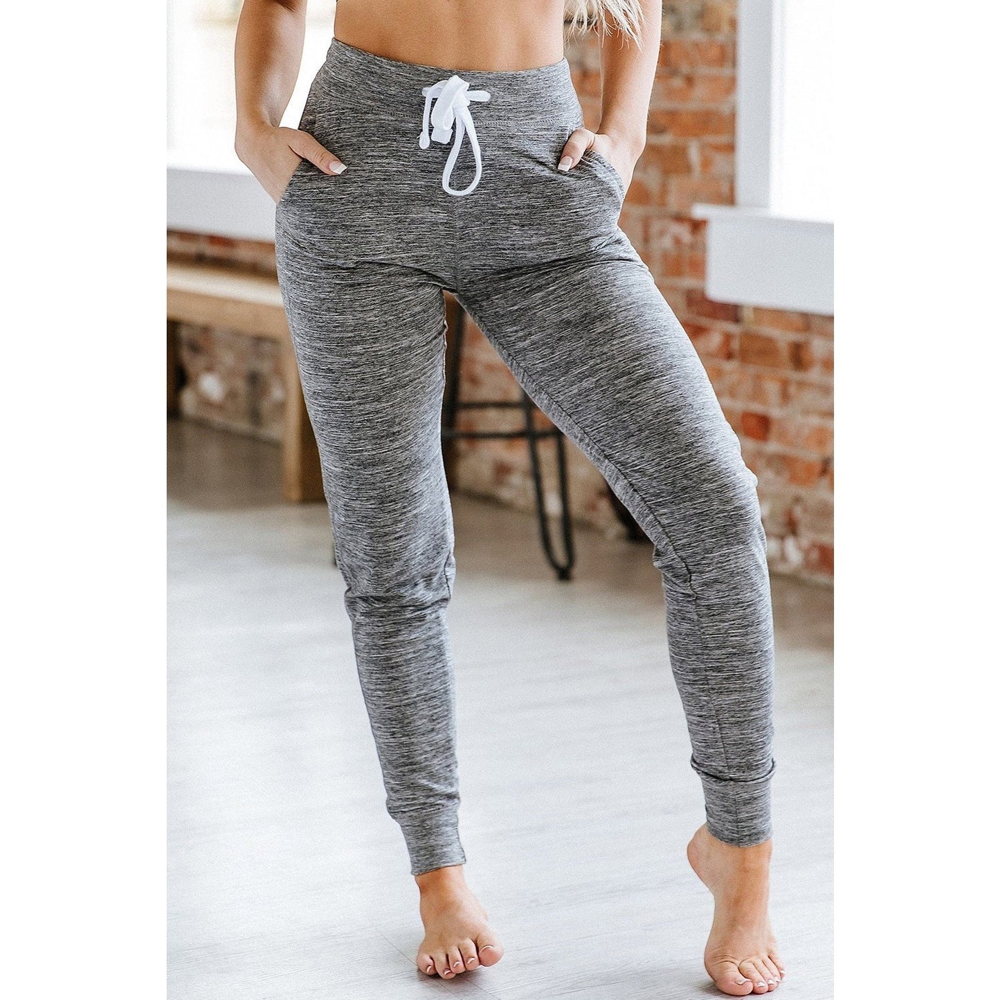 Sisi Grey Drawstring Waist Pocketed Joggers