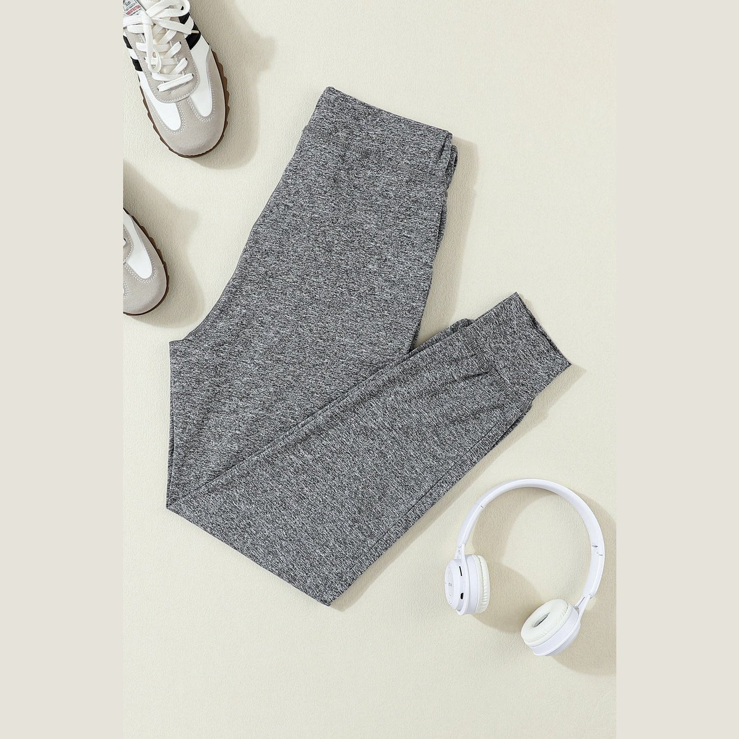 Sisi Grey Drawstring Waist Pocketed Joggers