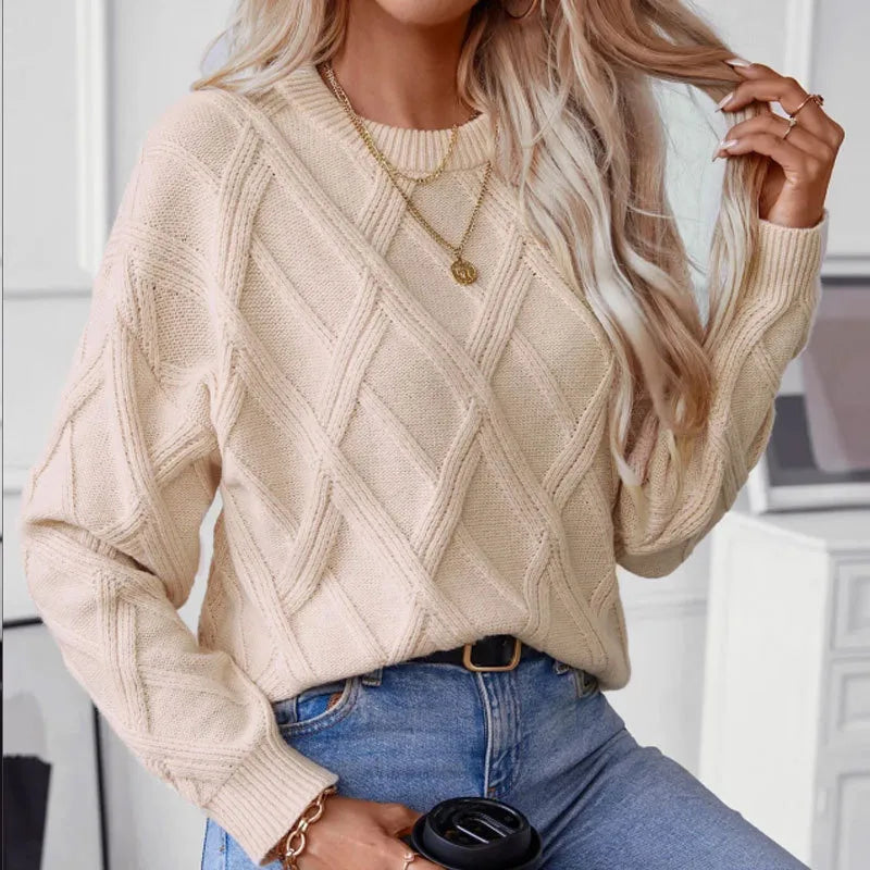 Skylar Diamond Knit Pattern Sweater
