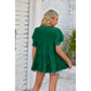 Sondra Green V Neck Tiered Double Ruffle Short Sleeve Blouse