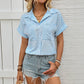 Sonia Blue Stripe Collared Neck Short Sleeve Shirt