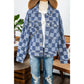 Sonja Blue Checkered Patchwork Button up Denim Jacket