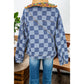 Sonja Blue Checkered Patchwork Button up Denim Jacket