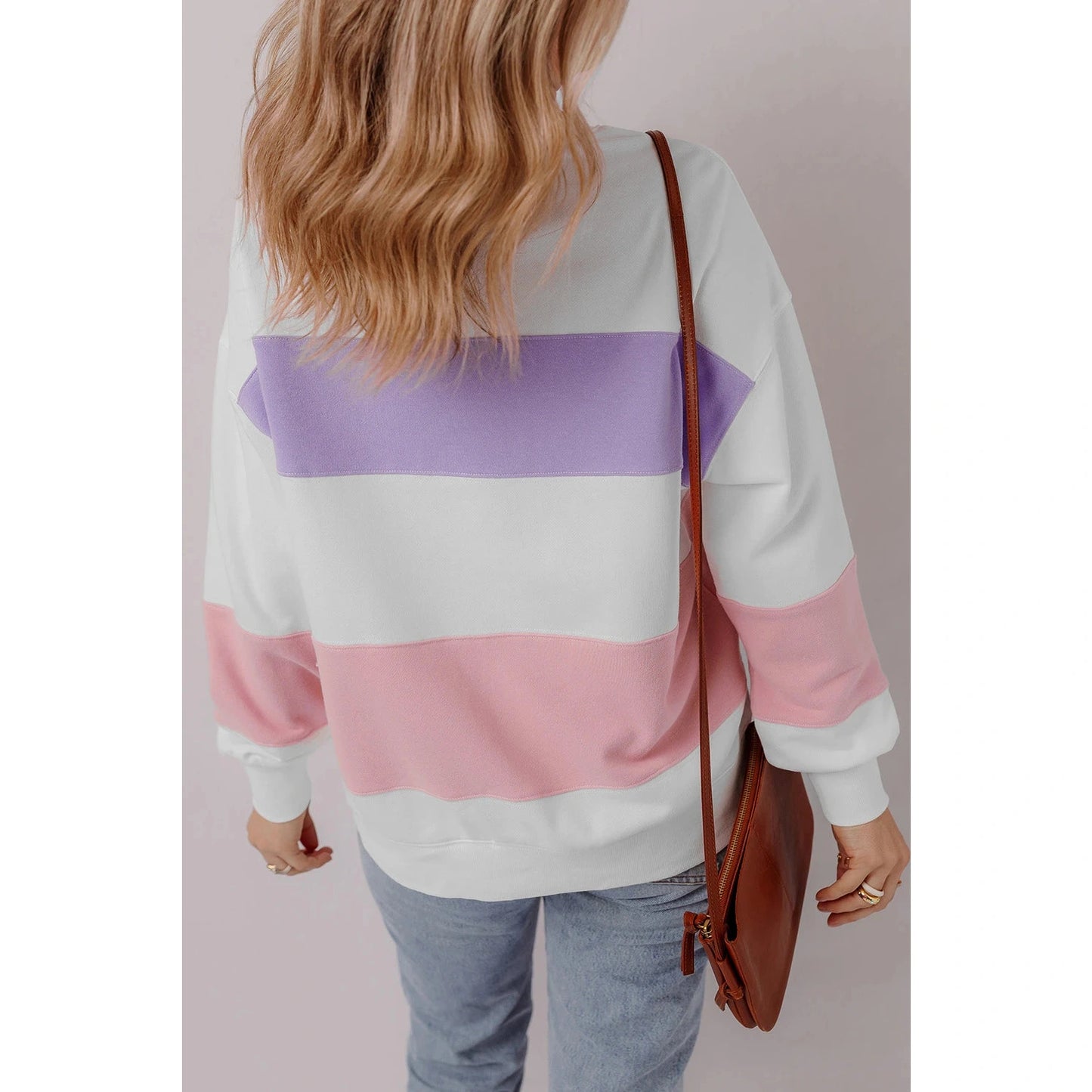 Sonja Colorblock Patchwork Drop Shoulder Crewneck Sweatshirt