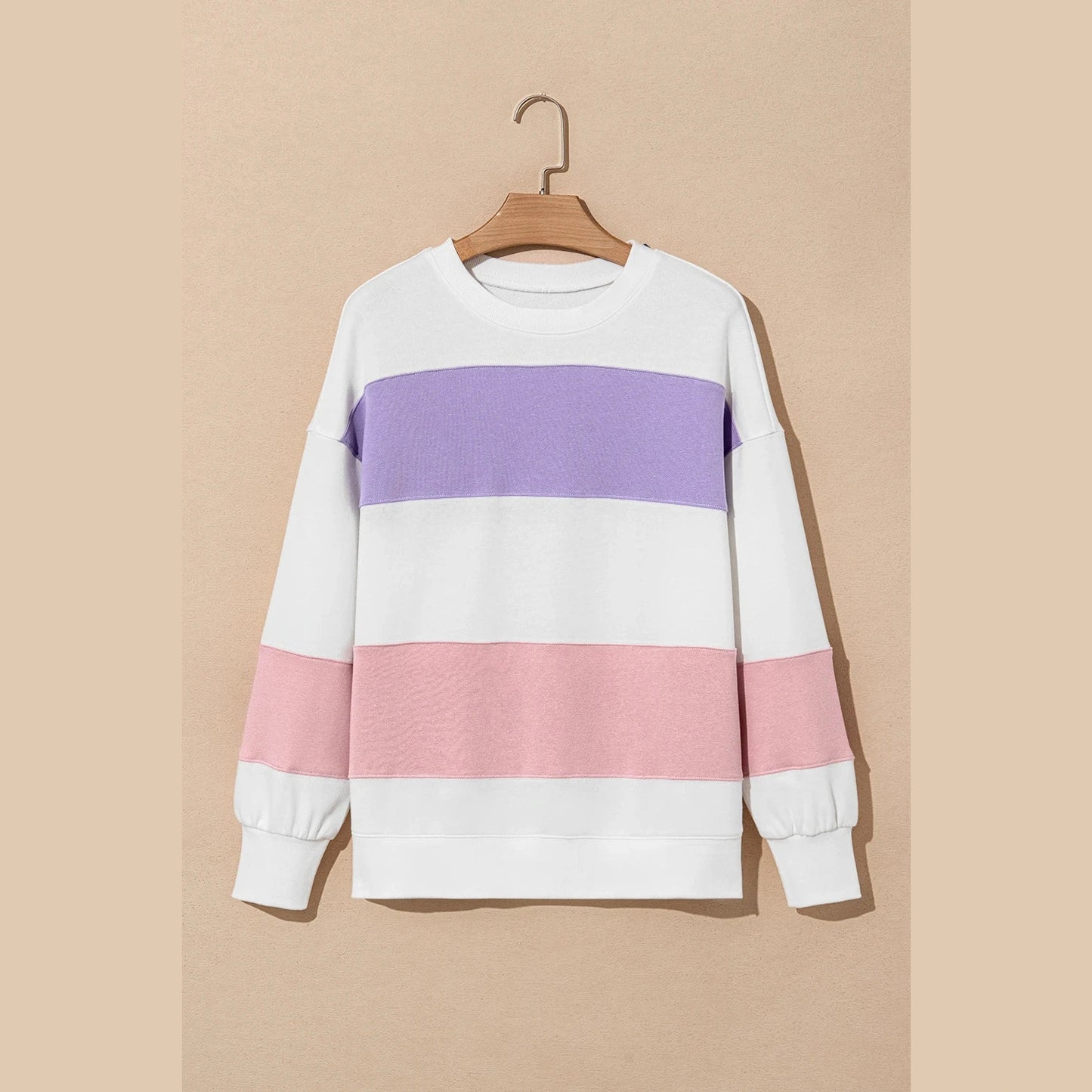 Sonja Colorblock Patchwork Drop Shoulder Crewneck Sweatshirt
