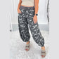 Sophie Drawstring Contrast Waistband Camouflage Cargo Barrel Pants