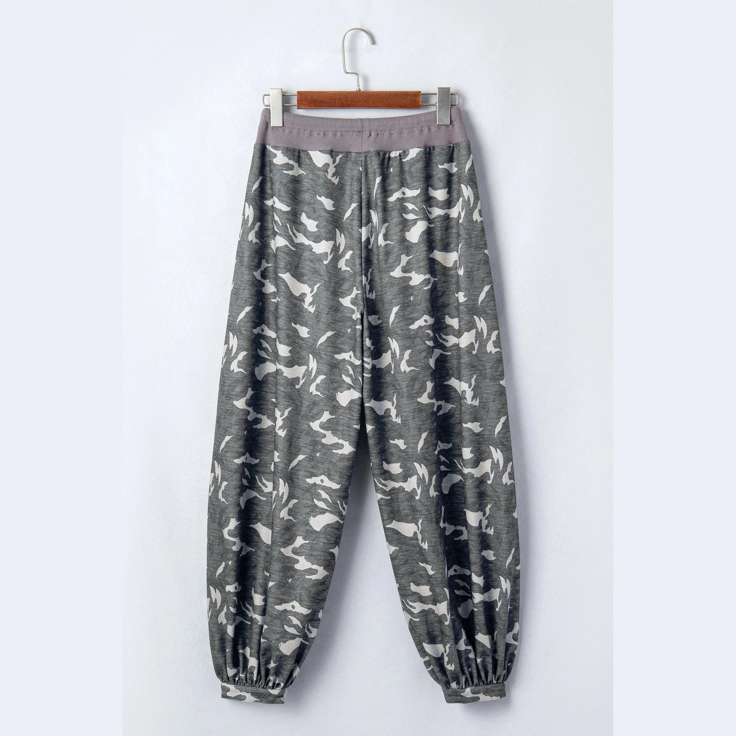 Sophie Drawstring Contrast Waistband Camouflage Cargo Barrel Pants