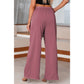 Sorcha Mauve High Waisted Tie Front Side Pocket Wide Leg Flowy Casual Pants