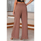 Sorcha Coffee High Waisted Tie Front Side Pocket Wide Leg Flowy Casual Pants