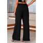 Sorcha Black High Waisted Tie Front Side Pocket Wide Leg Flowy Casual Pants