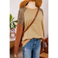 Stacie Khaki Lace Patchwork Colorblock Drop Shoulder Sweatshirt