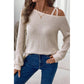 Stacie Textured Knit Asymmetric Shoulder Long Sleeve Top