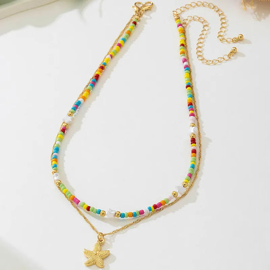 2 Pc. Colorful Starfish Necklace Set
