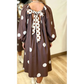 Stassie Brown Polka Dot Contrast Bow Knot Back Long Sleeve Midi Dress