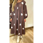 Stassie Brown Polka Dot Contrast Bow Knot Back Long Sleeve Midi Dress