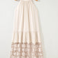 Stellan Sheer Hollowed Floral Lace Hem Patchwork Loose Halter Dress