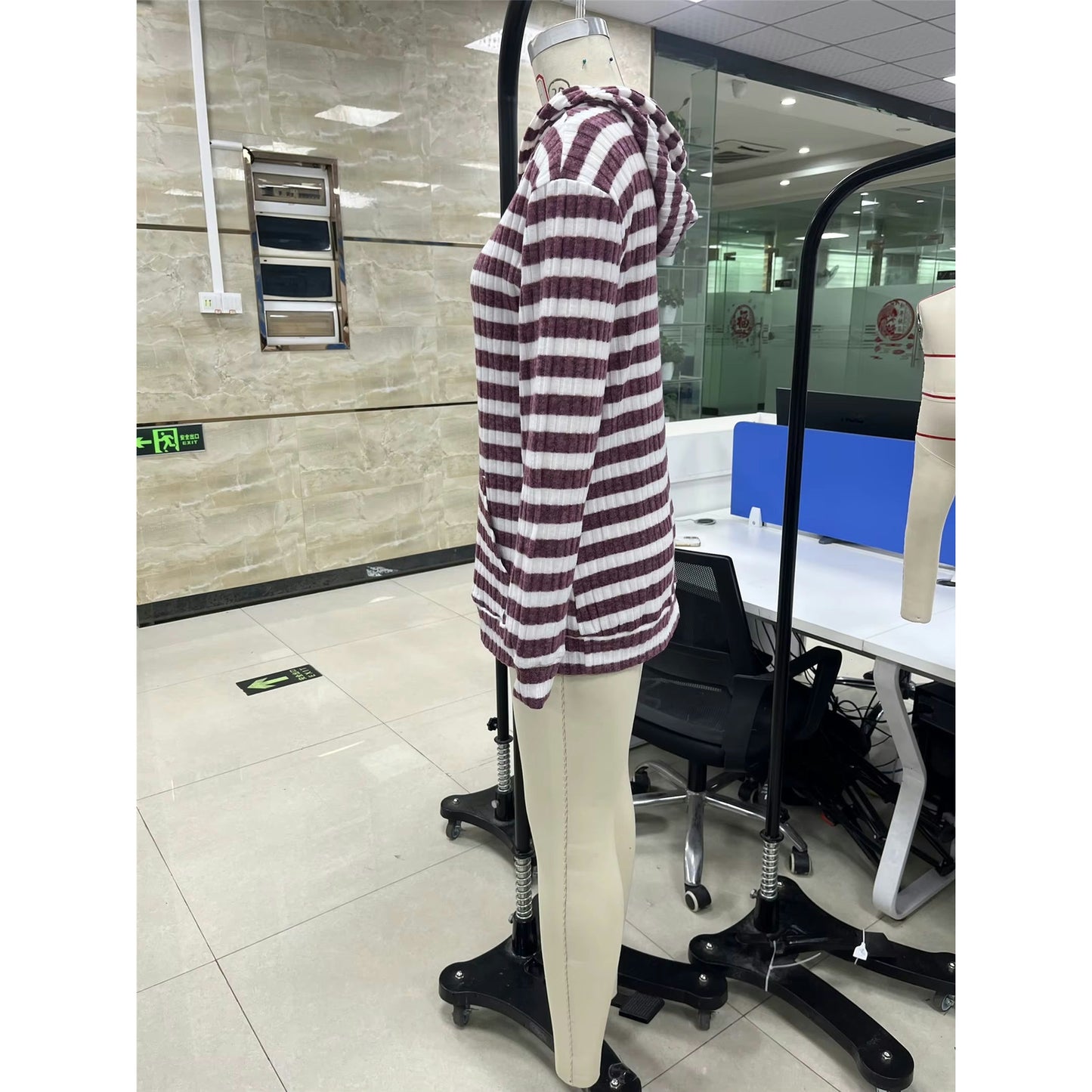 Stella Purple Striped Drop Shoulder Hoodie