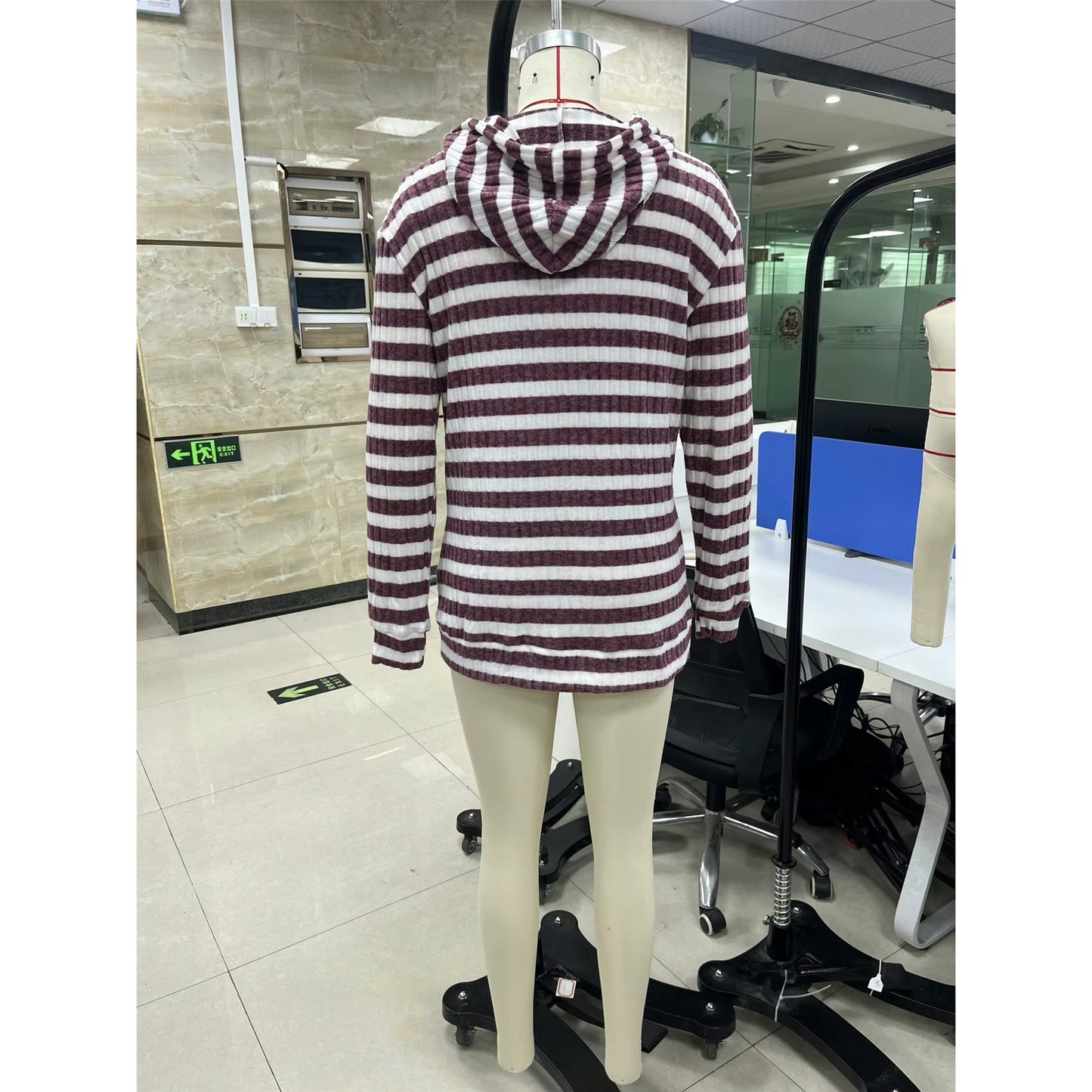 Stella Purple Striped Drop Shoulder Hoodie