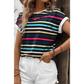 RTS Black Multicolor Contrast Edge Crew Neck T Shirt