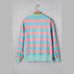 RTS Pink Stripe Colorblock Drop Shoulder Buttoned Collar Side Slit Pullover Top